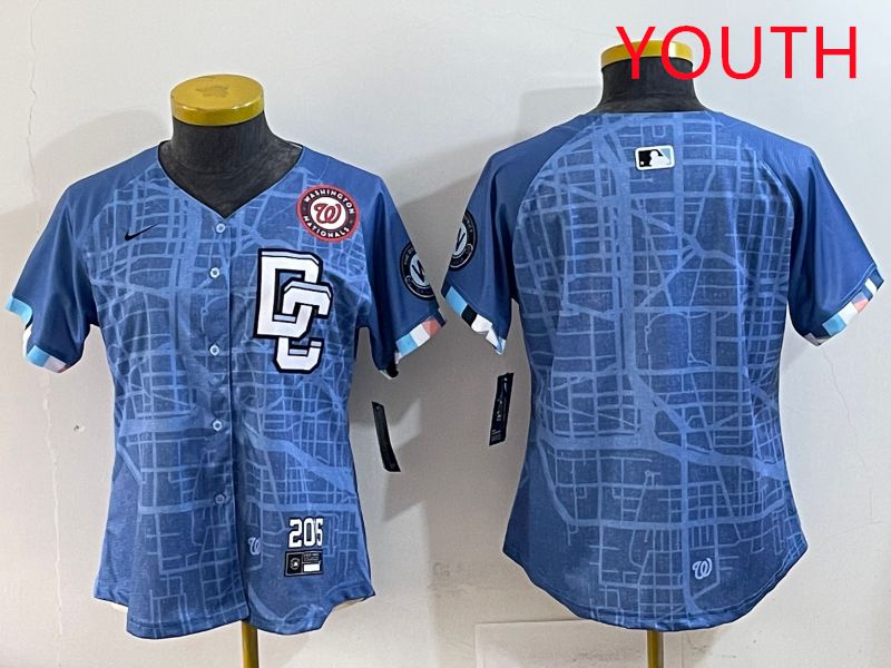 Youth Washington Nationals Blank Blue Joint Name 2025 Nike MLB Jersey style 3